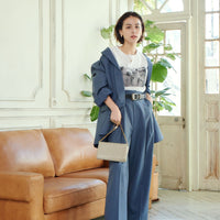 WIDE TUCK PANTS / NAVY