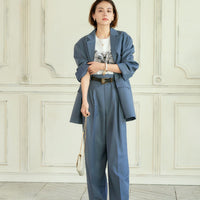 WIDE TUCK PANTS / NAVY